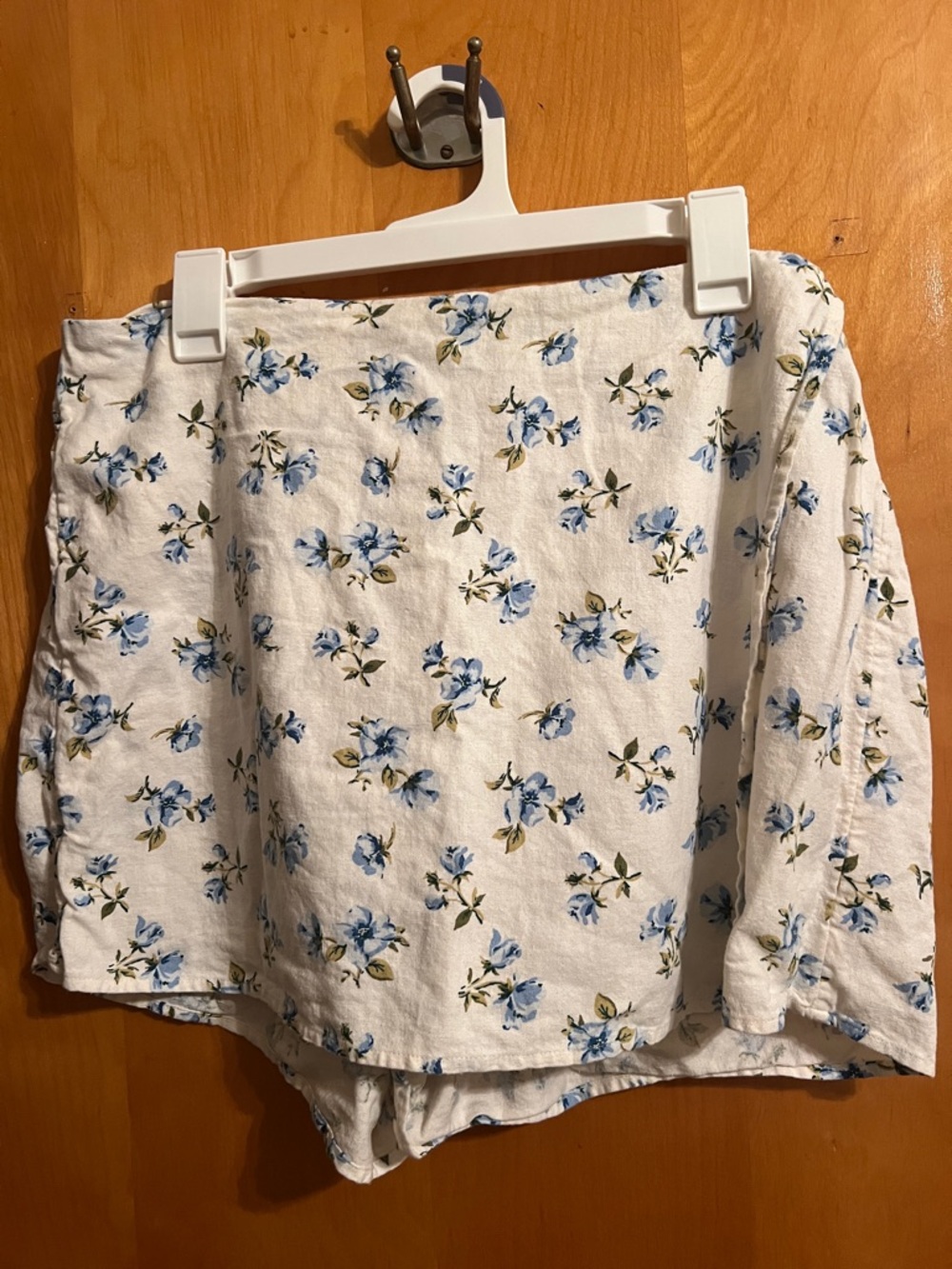 White Floral Skort with Blue Roses